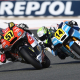 موتورسواران در حال رقابت در رده Moto2 مسابقات FIM CEV Repsol تحت نظارت FIM Europe.
